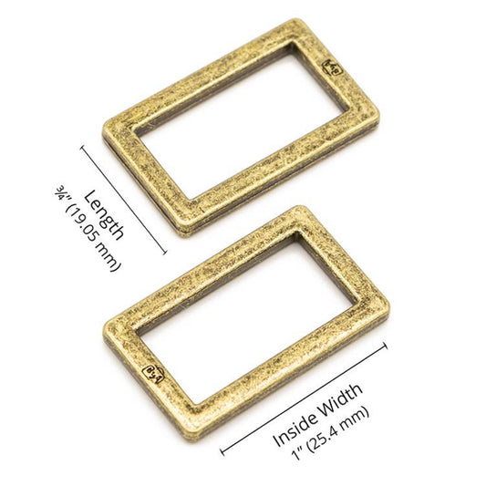 Rectangle Ring Flat 1" Antique Brass: 2Pcs