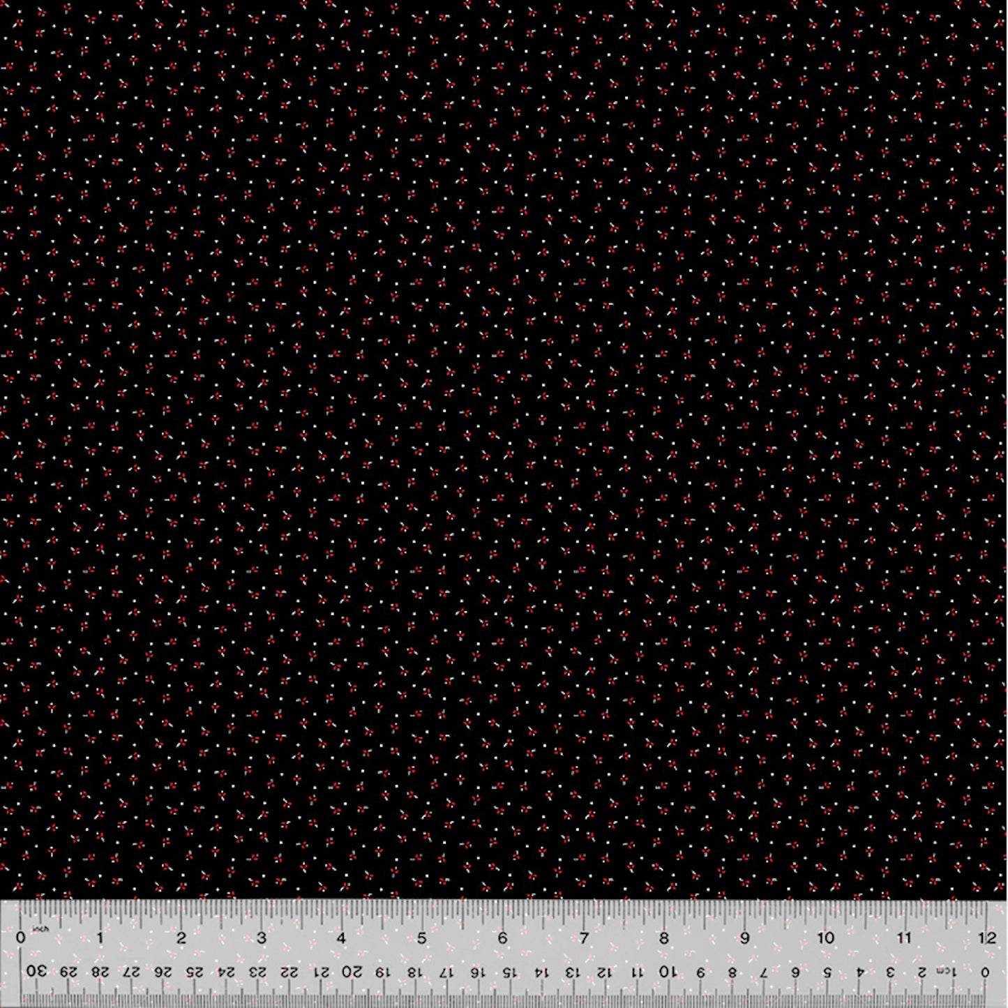 Sable & Scarlet- Black Fine Petals: Sold by the 1/2 Yard