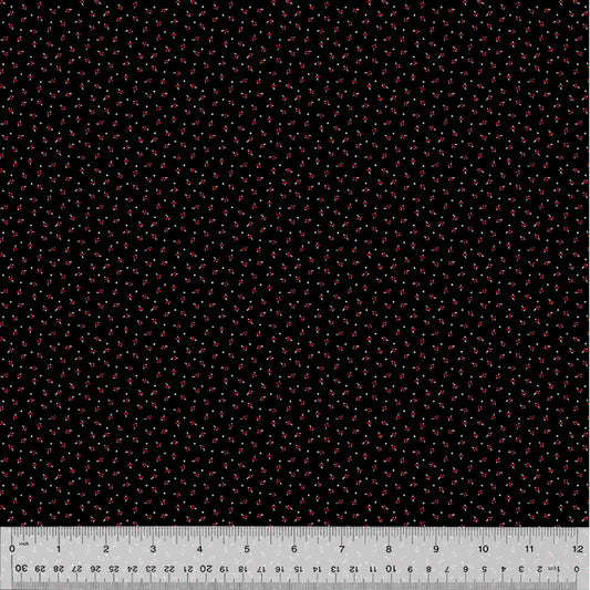 Sable & Scarlet- Black Fine Petals: Sold by the 1/2 Yard