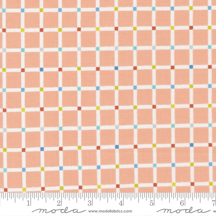 Delivered with Love- Peachy Grid Check: Sold by the 1/2 yard