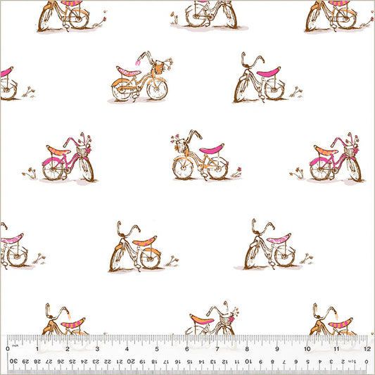 Heather Ross Favorites- White Dream Bike: Sold by the 1/2 yard
