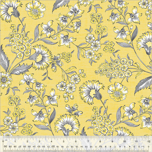 Fanfare- Yellow Jacobean Garden: Sold by the 1/2 Yard