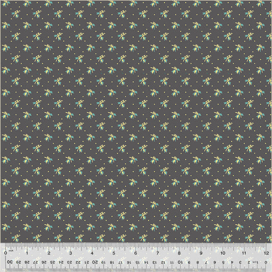 Fanfare- Charcoal Petite Pickings: Sold by the 1/2 Yard
