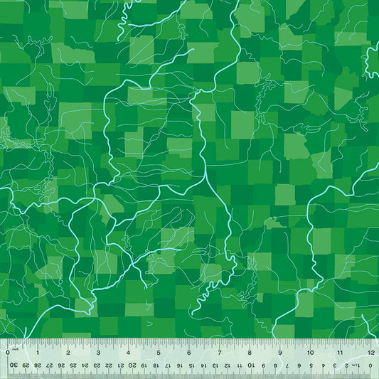 All Missouri Shop Hop 2025- Green Flowing Rivers: Sold by the 1/2 yard. PREORDER