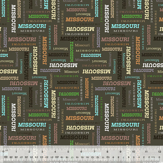 All Missouri Shop Hop 2025- Charcoal Missouri, Our Home: Sold by the 1/2 yard. PREORDER