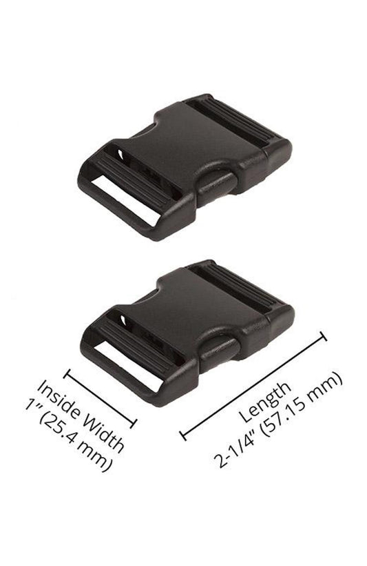 Side Release Buckle 1"- Black: 2ct