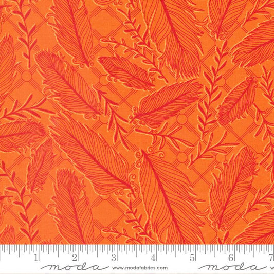 Land of Enchantment- Sizzling Sunset Pluma Feather: Sold By The 1/2 Yard.