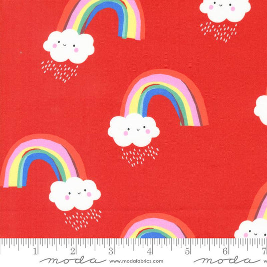 Whatever the Weather- Rose Paper Cut Rainbows: Sold by the 1/2 yard