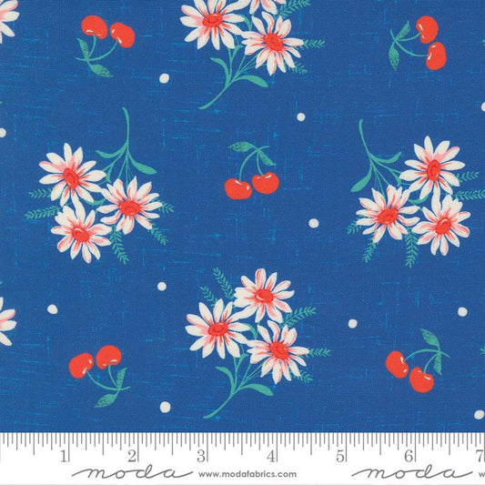 Julia- Delft Cherry Daisy: Sold By The 1/2 Yard