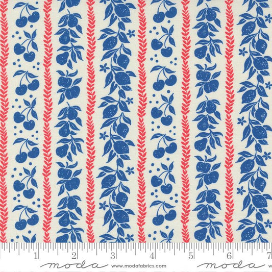 Julia- Porcelain Delft Mixed Fruit: Sold By The 1/2 Yard