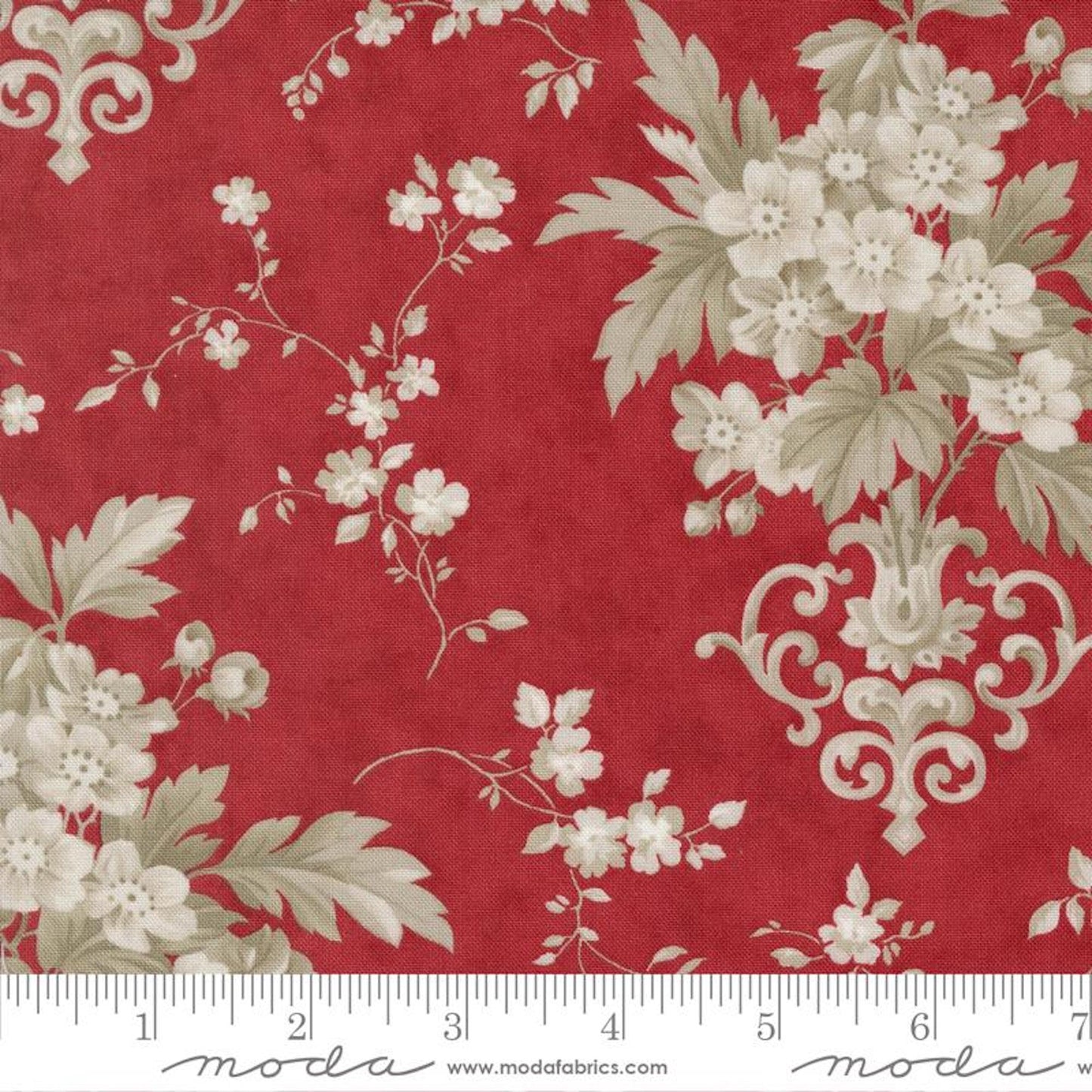 Ridgewood- Ruby Antique Bouquet: Sold By The 1/2 Yard, Cut Continuously