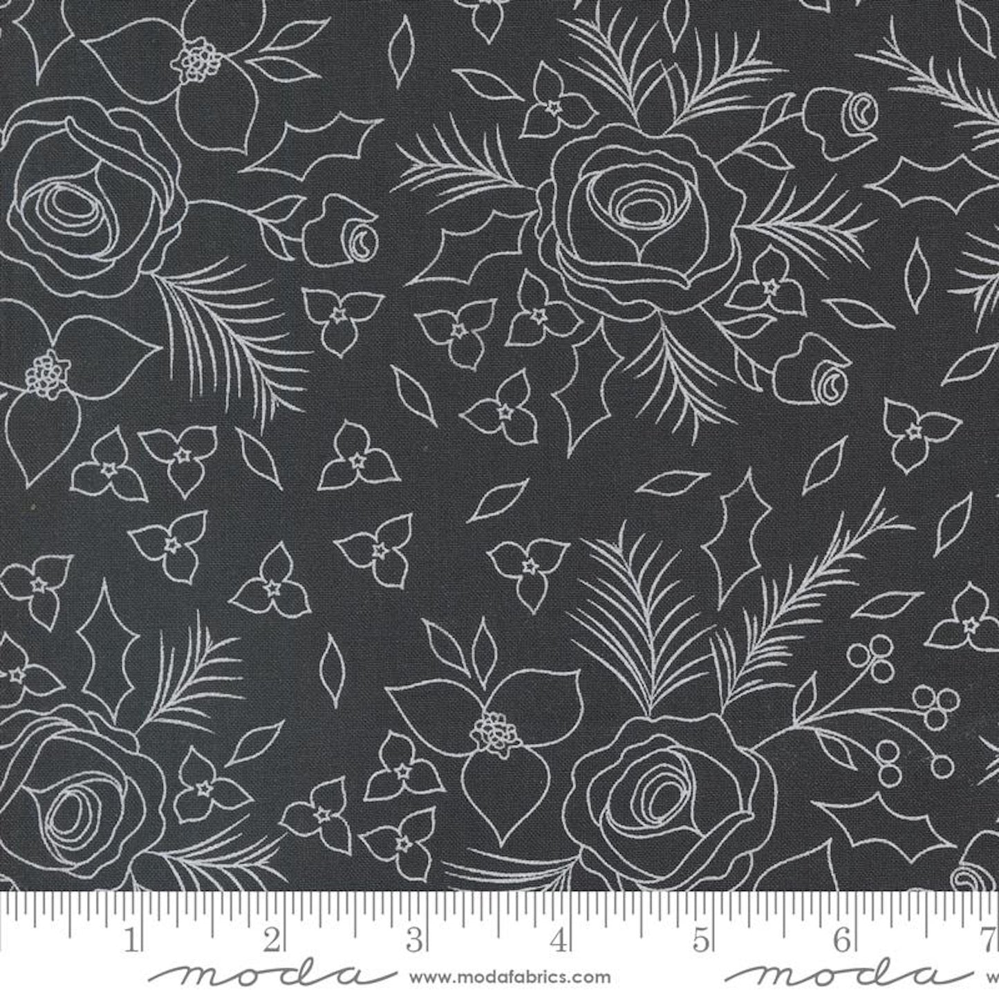 Starberry- Charcoal Winter Sketch: Sold By The 1/2 Yard