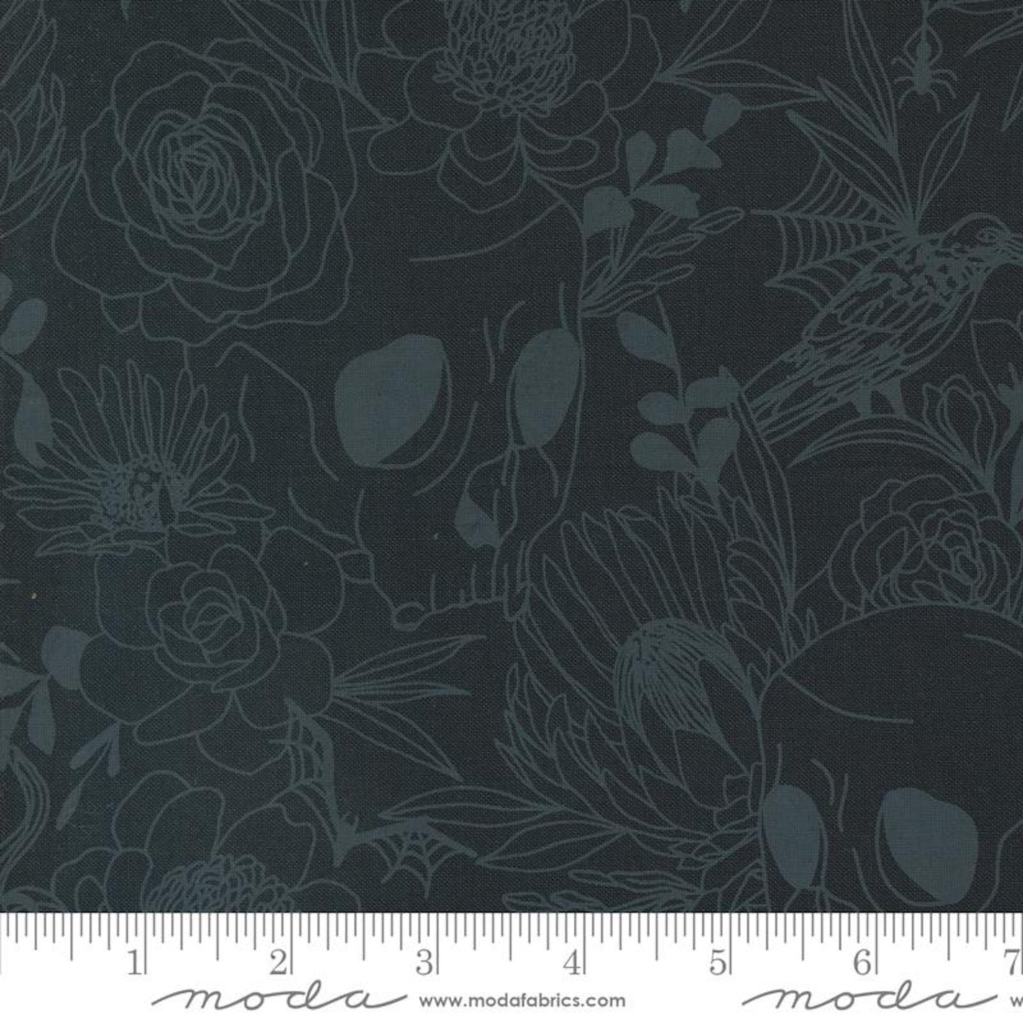 Noir- Midnight Haunted Garden: Sold by the 1/2 yard.