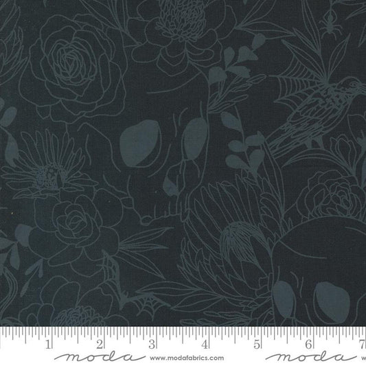 Noir- Midnight Haunted Garden: Sold by the 1/2 yard.