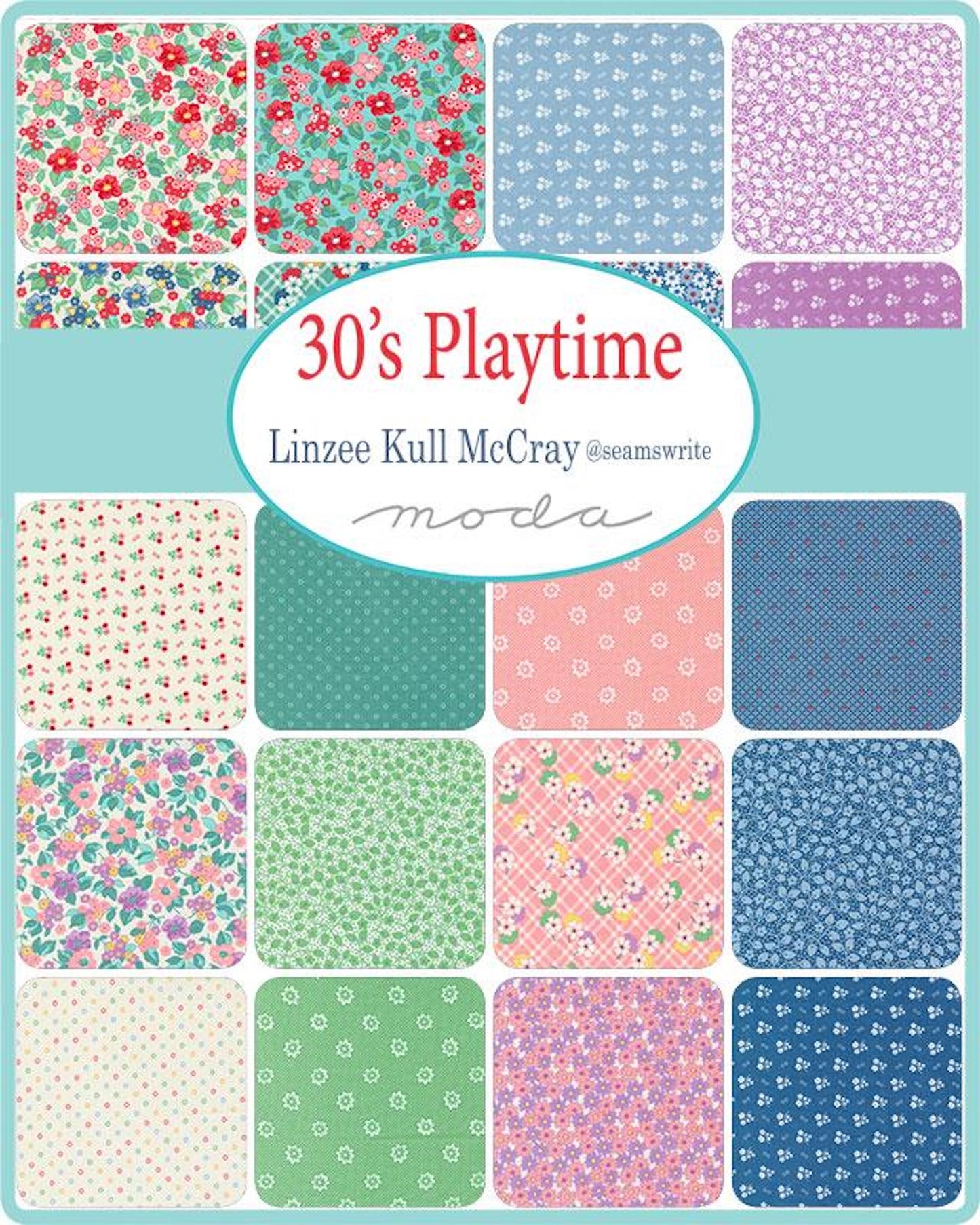 30's Playtime Mini Charm Pack- 42 PCS- Moda