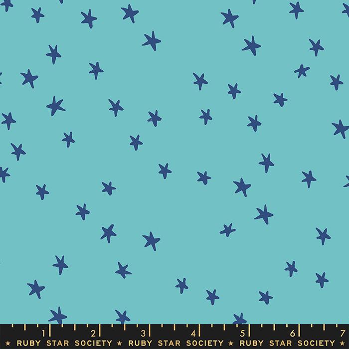Starry- Turquoise Stars: Sold by the 1/2 Yard