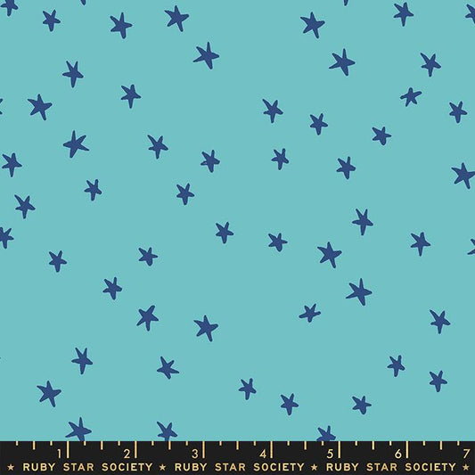 Starry- Turquoise Stars: Sold by the 1/2 Yard