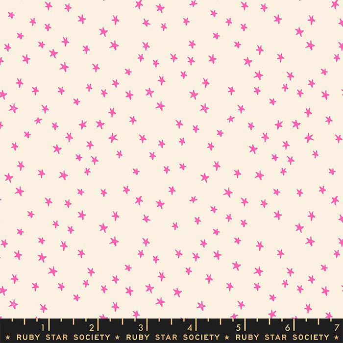 Starry Mini- Neon Pink Mini Stars: Sold by the 1/2 Yard