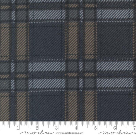 Farmhouse Flannel 3- Graphite Pewter Moose Plaid Flannel: Sold by the 1/2 yard