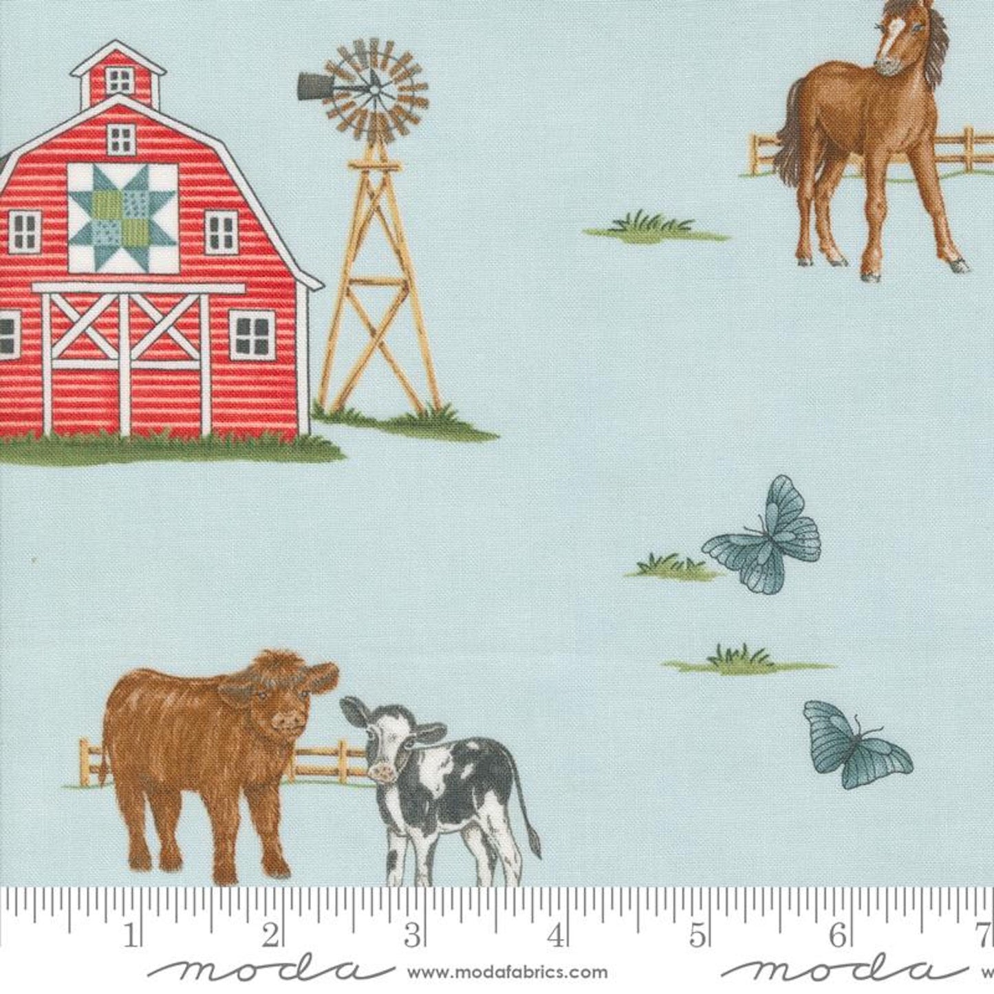 Willows Farm- Sky Willows Farm All Over: Sold by the 1/2 Yard