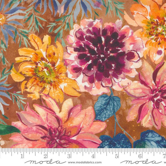 Floribunda- Amber Retro Harvest: Sold By The 1/2 Yard.