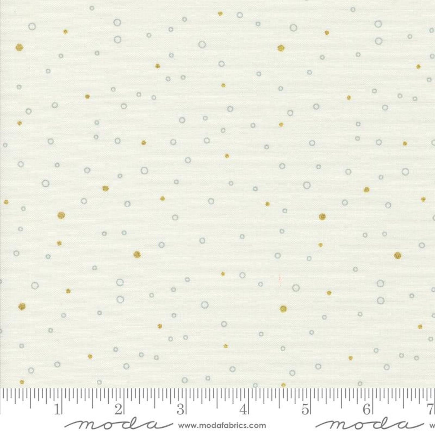 Shimmer- Ivory Snowing Dots- Metallic: Sold by the 1/2 yard