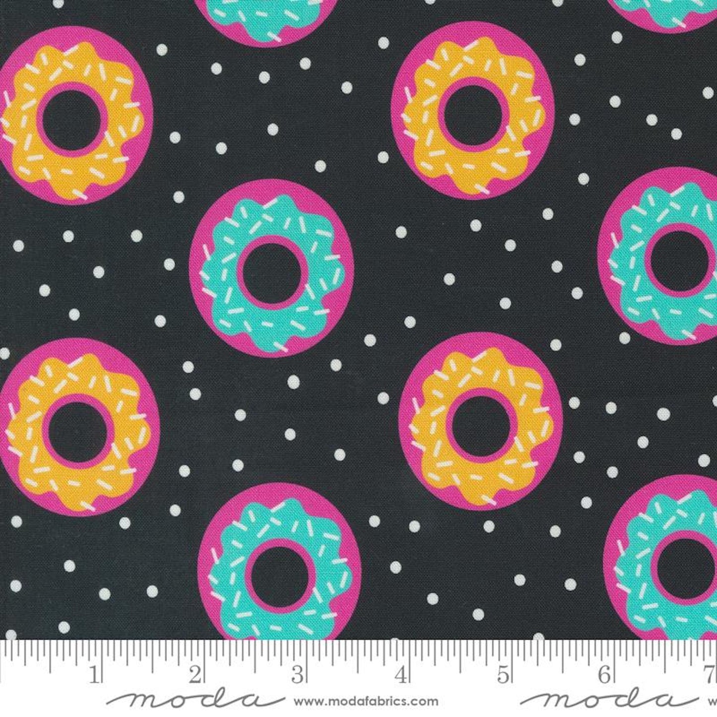 Snack Shack- Midnight Snack Donut Worry, Be Happy: Sold By The 1/2 Yard