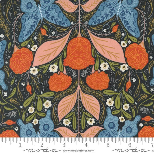 Woodland Wonder- Midnight Vintage Butterfly: Sold by the 1/2 Yard