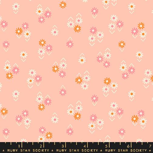 Juicy- Peach Baby Flowers: Sold by the 1/2 yard