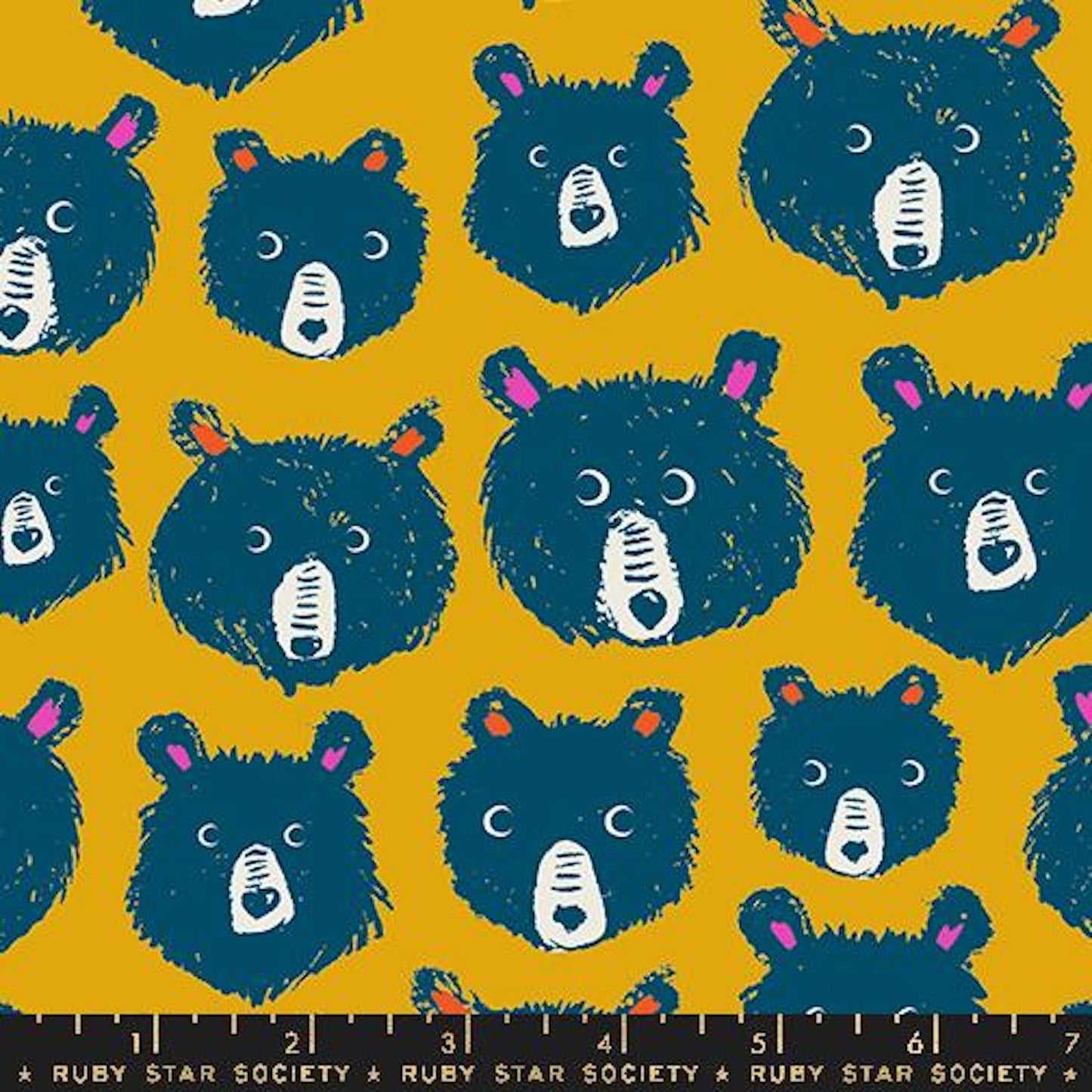 Teddy and The Bears- Goldenrod Teddy and The Bears: Sold by the 1/2 yard