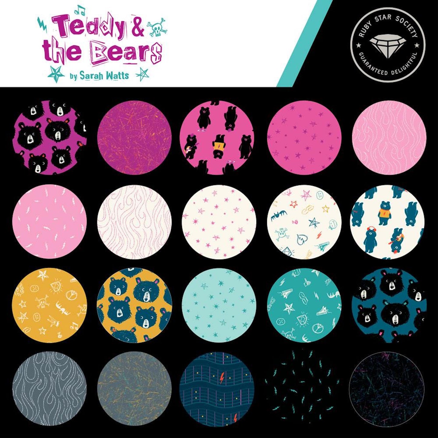 Teddy and the Bears Charm Pack- 42 PCS- Ruby Star Society