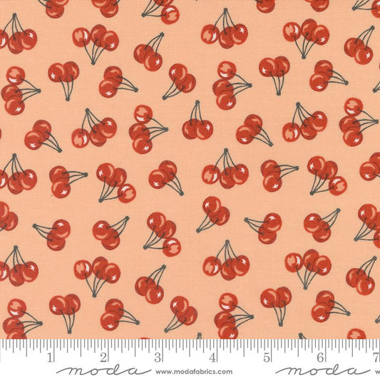 Farmstead- Light Coral Farm Fresh Cherries: Sold by the 1/2 Yard