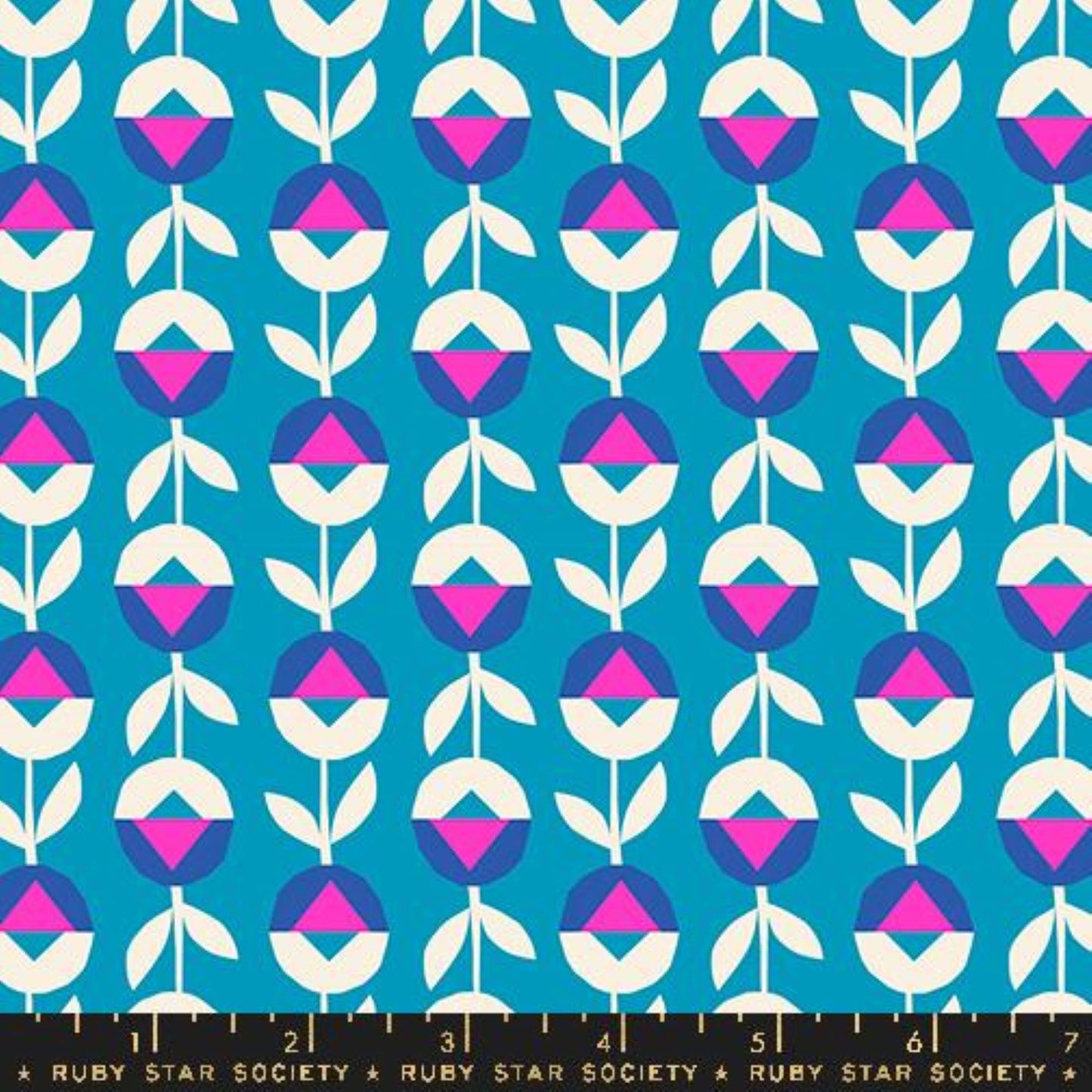 Eye Candy- Cerulean Flower Chain: Sold by the 1/2 yard