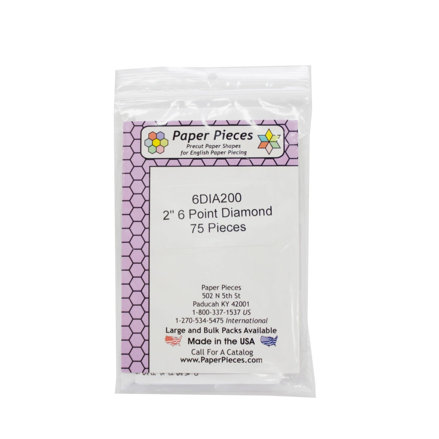 Paper Pieces- 2" 6 Point Diamonds 75 Pieces