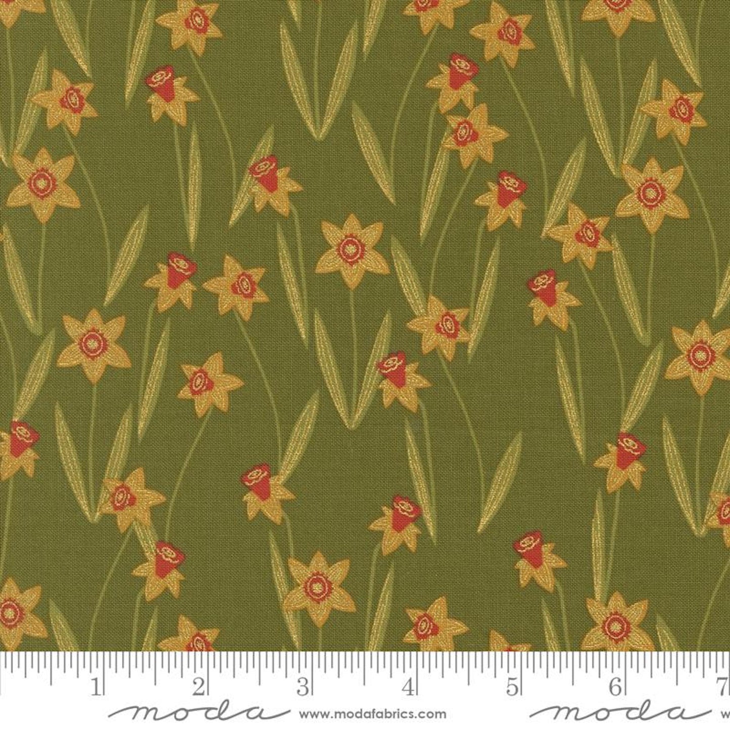 Bee Garden- Metallic Ivy Darling Daffodils: Sold by the 1/2 Yard