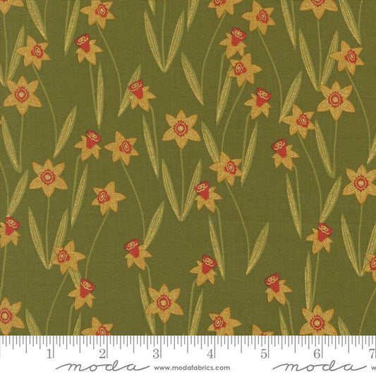 Bee Garden- Metallic Ivy Darling Daffodils: Sold by the 1/2 Yard