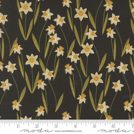 Bee Garden- Metallic Black Darling Daffodils: Sold by the 1/2 Yard