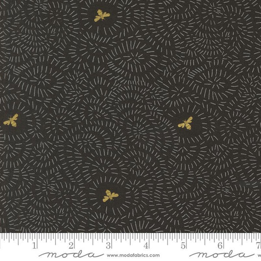 Bee Garden- Metallic Black Twists and Turns: Sold by the 1/2 Yard