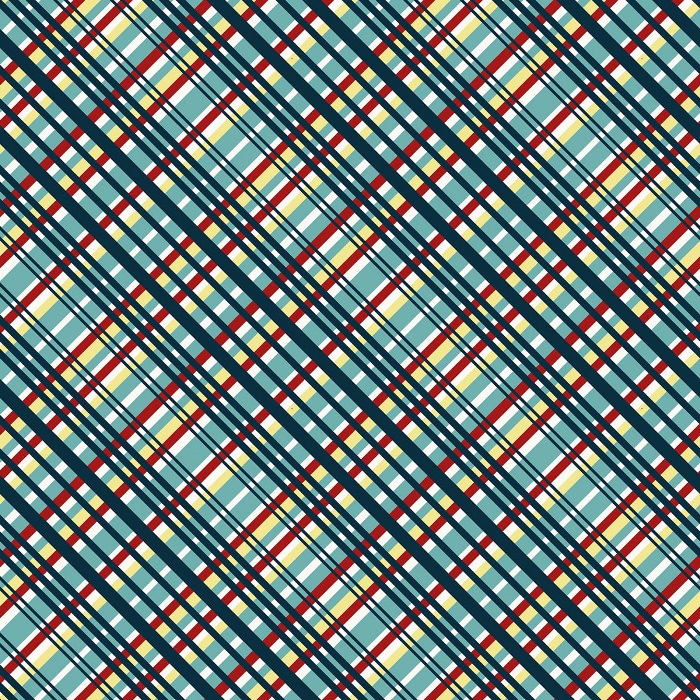 Zooming Chickens- Teal-Red Diagonal Plaid
