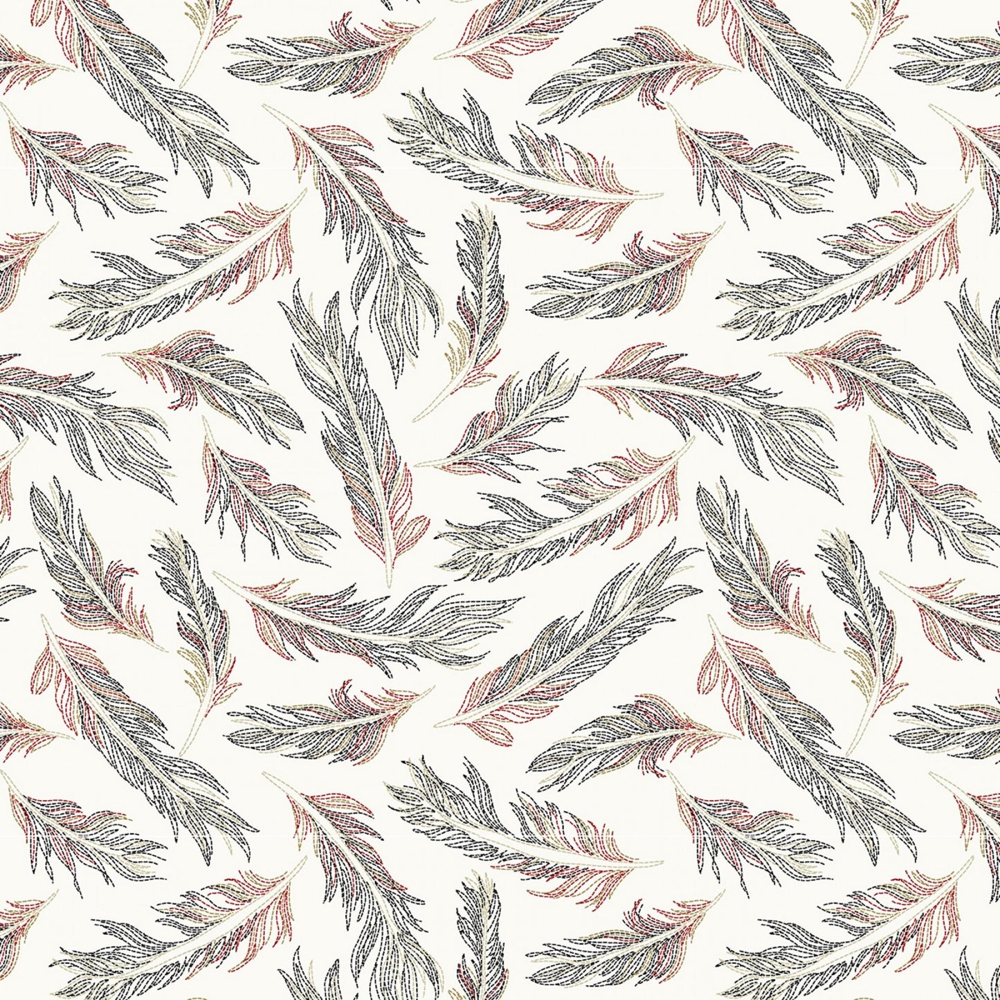 Zooming Chickens- Off White Stitched Feathers