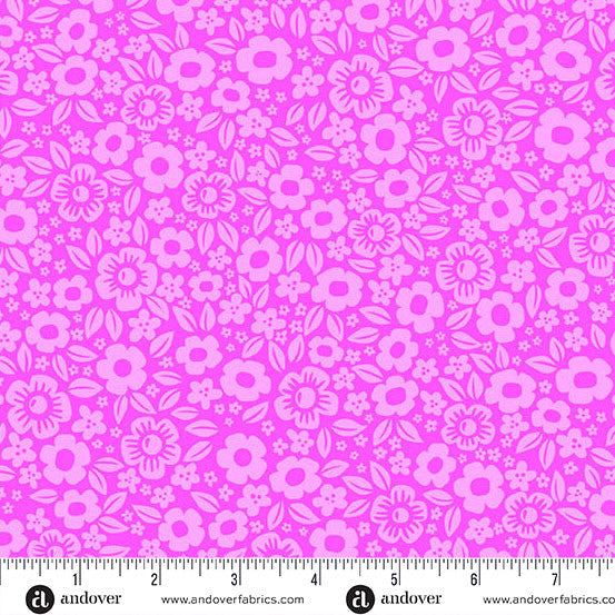 Ghostly Garden- Pink Floral Fright: Sold by the 1/2 yard