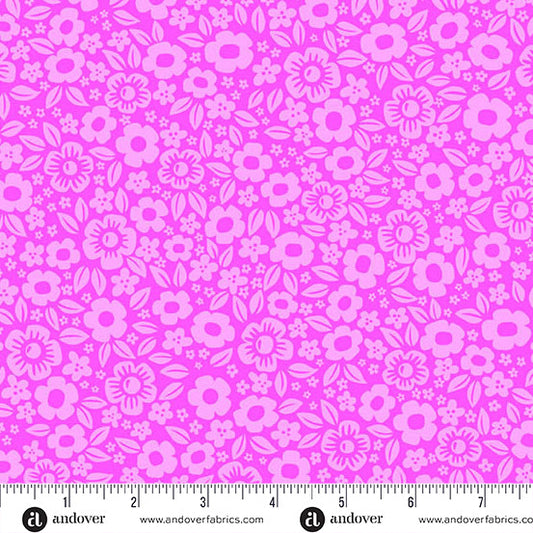 Ghostly Garden- Pink Floral Fright: Sold by the 1/2 yard