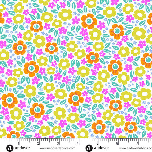 Ghostly Garden- Multi Floral Fright: Sold by the 1/2 yard