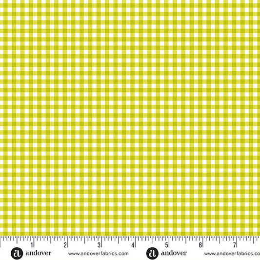Ghostly Garden- Green Bitty Gingham: Sold by the 1/2 yard