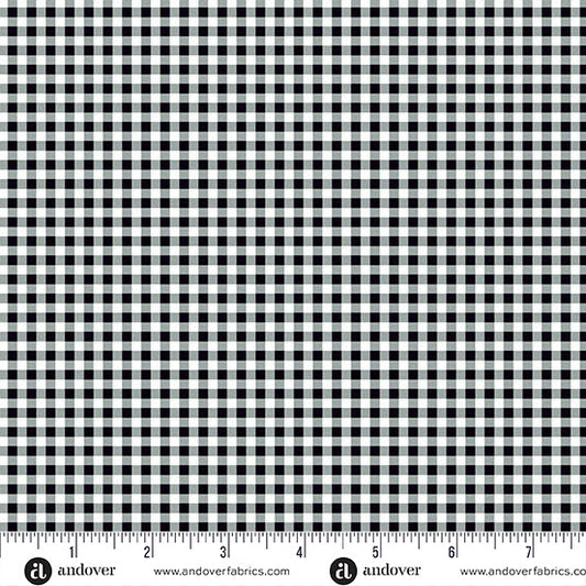 Ghostly Garden- Black Bitty Gingham: Sold by the 1/2 yard