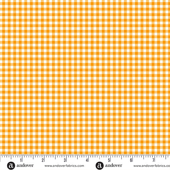 Ghostly Garden-Orange Bitty Gingham: Sold by the 1/2 yard