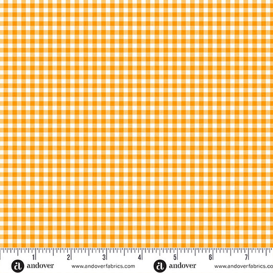 Ghostly Garden-Orange Bitty Gingham: Sold by the 1/2 yard