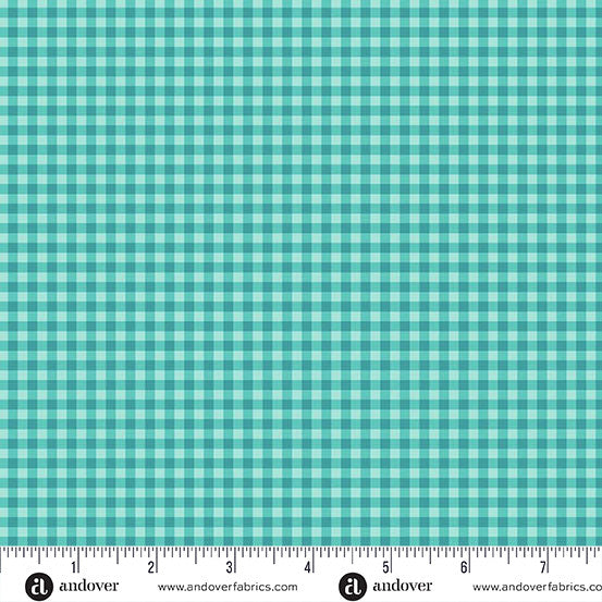 Ghostly Garden Aqua Bitty Gingham: Sold by the 1/2 yard