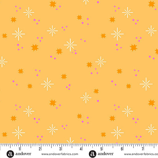 Ghostly Garden- Orange Stardust: Sold by the 1/2 yard