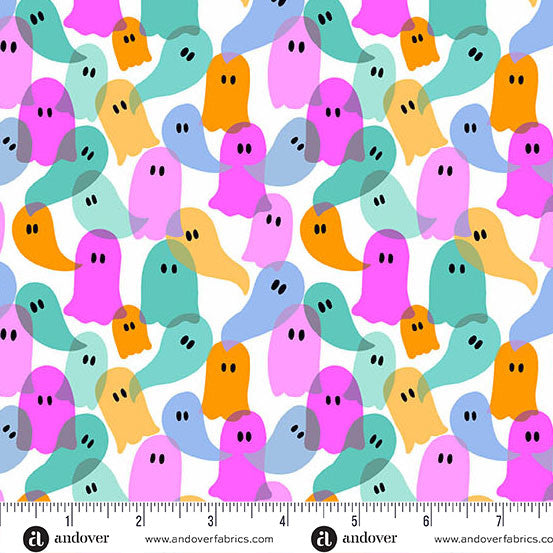Ghostly Garden- Multi Ghost Party: Sold by the 1/2 yard